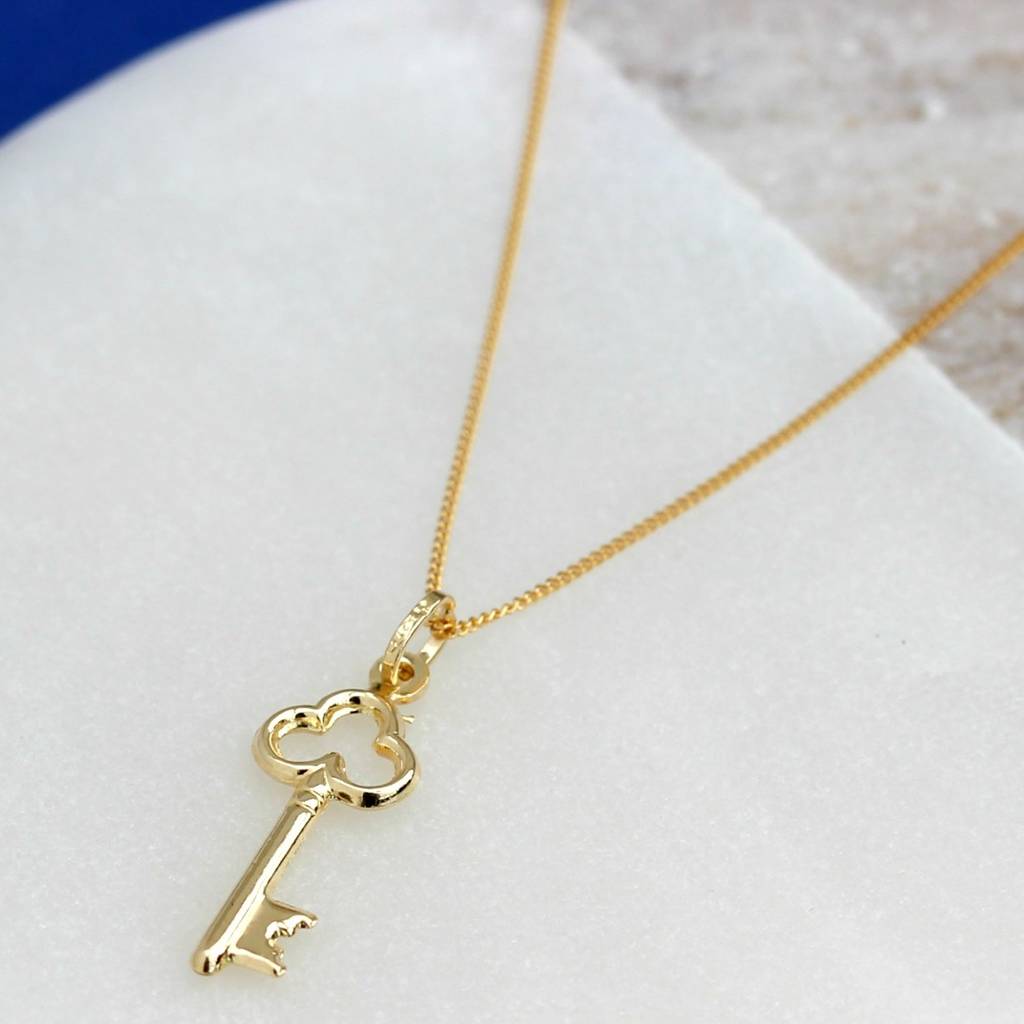 9ct gold key necklace by molly & pearl | notonthehighstreet.com