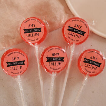 Personalised Wedding Favour Surname Alcoholic Lollipops, 3 of 6