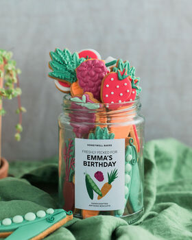 Personalised Jar Of Gardeners Fruit And Vegetable Biscuits, 4 of 8