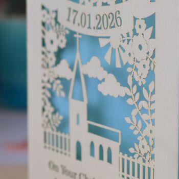 Personalised Papercut Floral Christening Card, 4 of 8