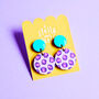 Pink And Purple, Leopard Print Drop Earrings, thumbnail 5 of 8