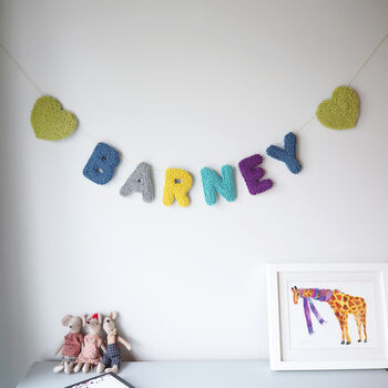 Punchneedle Personalised Name Garland With Hearts, 4 of 4