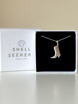 Sterling Silver Cowgirl Boot Pendant Necklace, 2 of 8