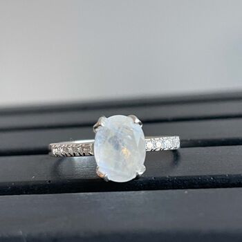 Sterling Silver Moonstone Crystals Ring, 4 of 12