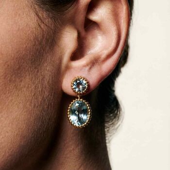 Gold Sky Blue Topaz Aurelia Earrings, 2 of 5
