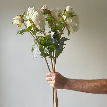 Artificial White Real Feel Peony, 9 of 11