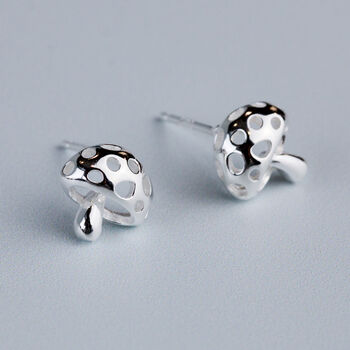 Sterling Silver Toadstool Stud Earrings, 2 of 7