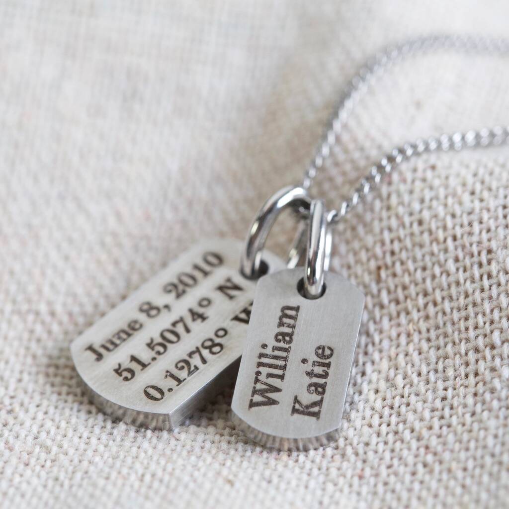 Personalised Stainless Steel Dog Tag Charm Necklace By Lisa Angel