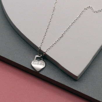 Sterling Silver 'Mummy' Engraved Heart Charm Necklace, 3 of 7