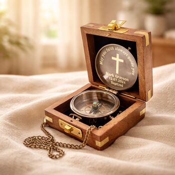 Personalised Baptism Keepsake Bronze Compass, 7 of 10