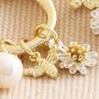 Daisy Pearl And Bee Charm Hoop Earrings In Gold Plating, thumbnail 6 of 8