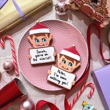 Personalised Cheeky Elf Letterbox Cookie, 2 of 11