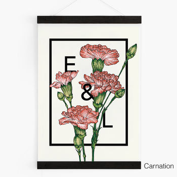 Personalised Couples Initials Floral Botanical Print, 4 of 12