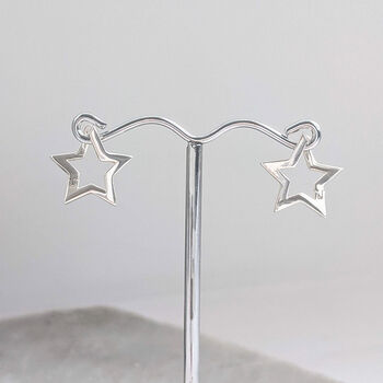 Sterling Silver Twisted Star Hoop Earrings, 5 of 8