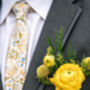 Wedding 100% Cotton Floral Print Tie Yellow And White, thumbnail 4 of 5