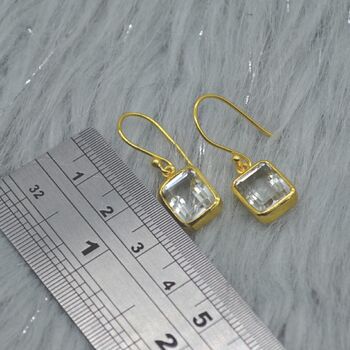 Green Amethyst Silver Drop Square Earrings, 4 of 8