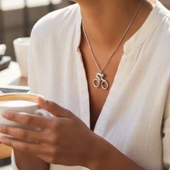 Personalised Cycling Necklace | Walnut Presentation Box, 3 of 12