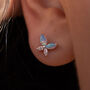 Sterling Silver Blue Opal Butterfly Stud Earrings, thumbnail 1 of 7