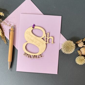 Personalised Bronze 8th Wedding Meaning Anniversary Card, 2 of 11