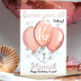 Personalised Rose Gold Balloons Age Birthday Card, thumbnail 3 of 9