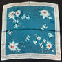 Teal Floral Print Silky Scarf, thumbnail 4 of 4