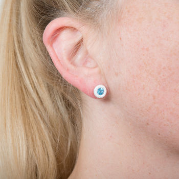 Blue Topaz Textured Ear Studs, 3 of 6