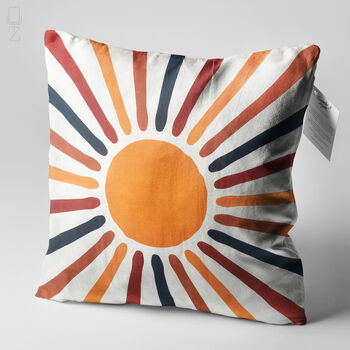 Vibrant Abstract Sun And Rays Personalised Chenille Cushion, 10 of 12