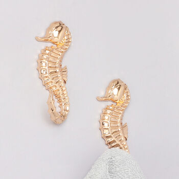 G Decor Set Of Two Gold Seahorse Wall Coat Hooks, 5 of 5
