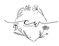 CW Stationery logo with floral wreath