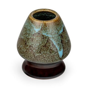 Matcha Tea Making Set In Blue And Brown Reactive Glaze, 5 of 6