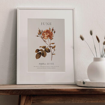 Birth Flower Wall Print 'Rose' For June, 8 of 9