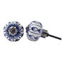 Set Of Two White And Blue Ribbon Ceramic Drawer Pull, thumbnail 2 of 2
