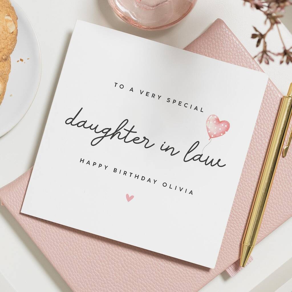 Personalised Daughter In Law Birthday Card Pink Balloon, 1 of 7