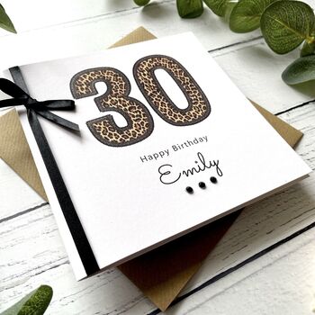 Personalised Leopard Print 30th Birthday Card, 3 of 3