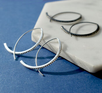 Sparkly Silver White Topaz Wishbone Earrings, 2 of 3