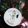 Personalised Snowman Tree Decoration Bauble, thumbnail 1 of 7