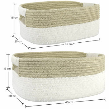 Set Of Two Large Cotton Rope Storage Baskets, 3 of 5