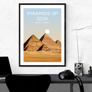 Pyramids Of Giza Egyptian Landscape Art Print, 3 of 4