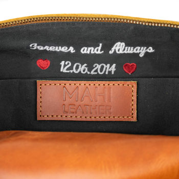 Personalised Buffalo Leather Wash Bag In Tan, 7 of 9