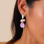 Gold Plated, Purple And Brown Drop Earrings, thumbnail 1 of 3