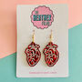 Red Anatomical Heart Glitter Earrings, thumbnail 1 of 2
