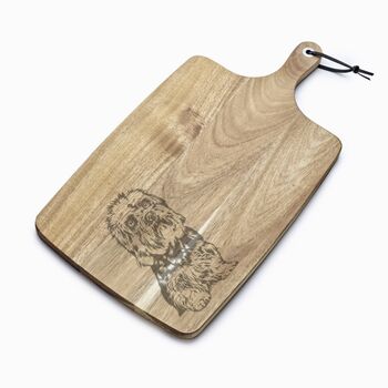 Personalised Dandie Dinmont Terrier Engraved Acacia Serving Board, 2 of 2