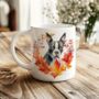 Personalised Dog Mug Boston Terrier In An Autumn Wreath, thumbnail 1 of 2
