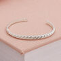 Adjustable Sterling Silver Plated Twist Braid Open Cuff Bangle, thumbnail 1 of 7