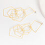 Interlinked Geometric Hoop Drop Earrings In Gold Colour, thumbnail 1 of 3