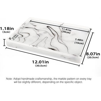 Large White Marble Look Vanity Tray Countertop Organize, 2 of 7