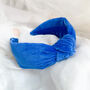 Royal Blue Velvet Knot Headband, thumbnail 1 of 7