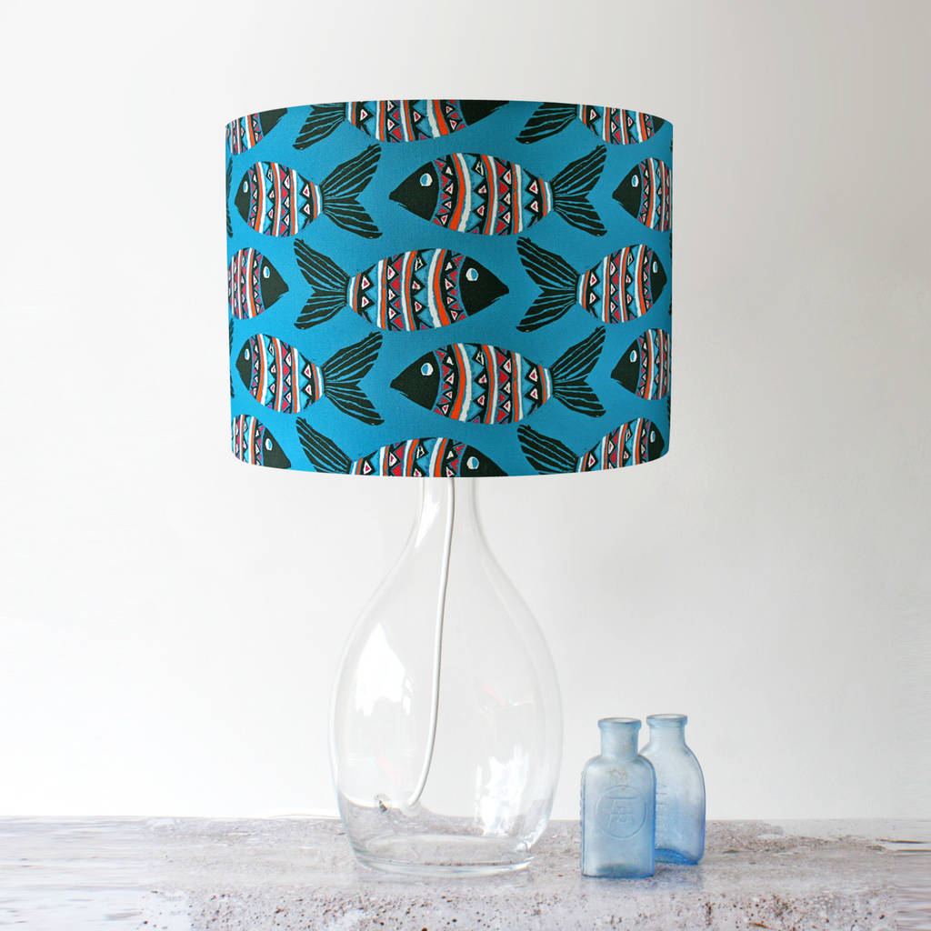 colourful tribal fish handmade lampshade by made by ilze