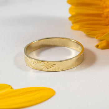 Botanical Wedding Bands In 18ct Yellow Gold, 4 of 9