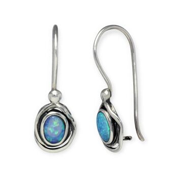Molten Oval Sterling Silver Blue Opal Drop Earrings, 3 of 7